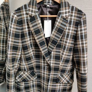 SØSKEN JOHN Plaid Fitted Blazer Made in Canada NWT